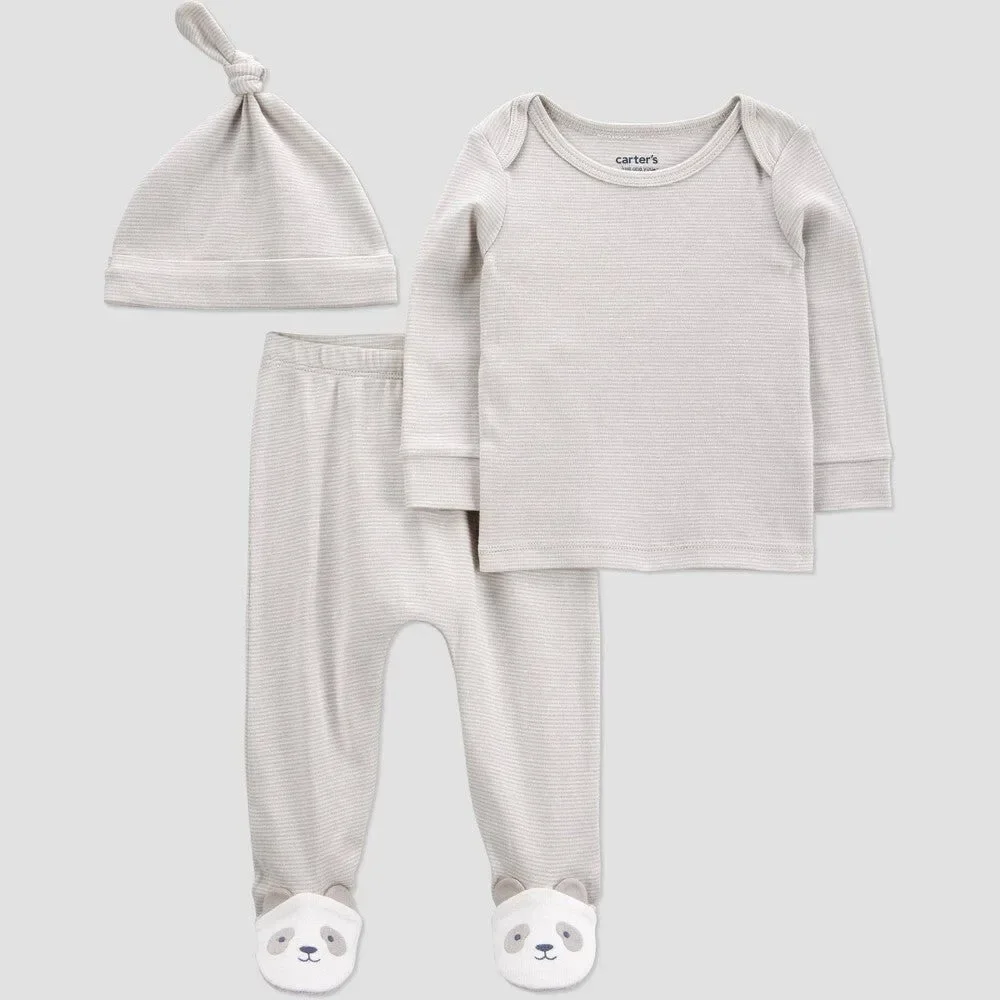 Carter's Baby Boys' 3pc Stripe Cotton Set - Preemie Ivory
